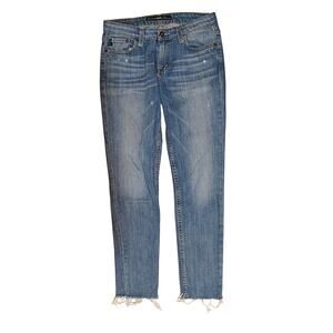 Big Star 1974 Alex Mid Rise Skinny Jeans 27 Frayed Hem Distressed